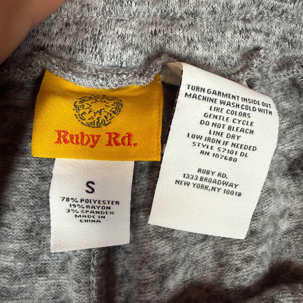 Ruby Rd Grey Marl Knit Wide Leg Pull On Lounge Pants Pintuck Front Womens Small - Picture 3 of 3
